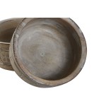 Decorațiune pentru Centrul Mesei DKD Home Decor Alb Natural Lemn de mango 30,5 x 30,5 x 12,7 cm (3 Piese)