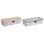 Cutie de ceasuri DKD Home Decor Alb Gri Liliachiu Roz deschis Geam 33 x 11 x 9 cm (2 Unități)