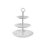 Fructieră DKD Home Decor 27 x 27 x 34 cm Porțelan Roz Metal Alb