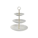 Fructieră DKD Home Decor 27 x 27 x 34 cm Porțelan Albastru Roz Metal