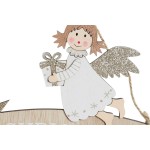 Decorațiune Suspendată DKD Home Decor Alb Auriu* Lemn 22,5 x 0,5 x 15 cm (2 Unități)