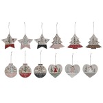 Decorațiune Suspendată DKD Home Decor Roșu Roz Lemn 23 x 1,5 x 9 cm (6 Piese) (4 Unități)