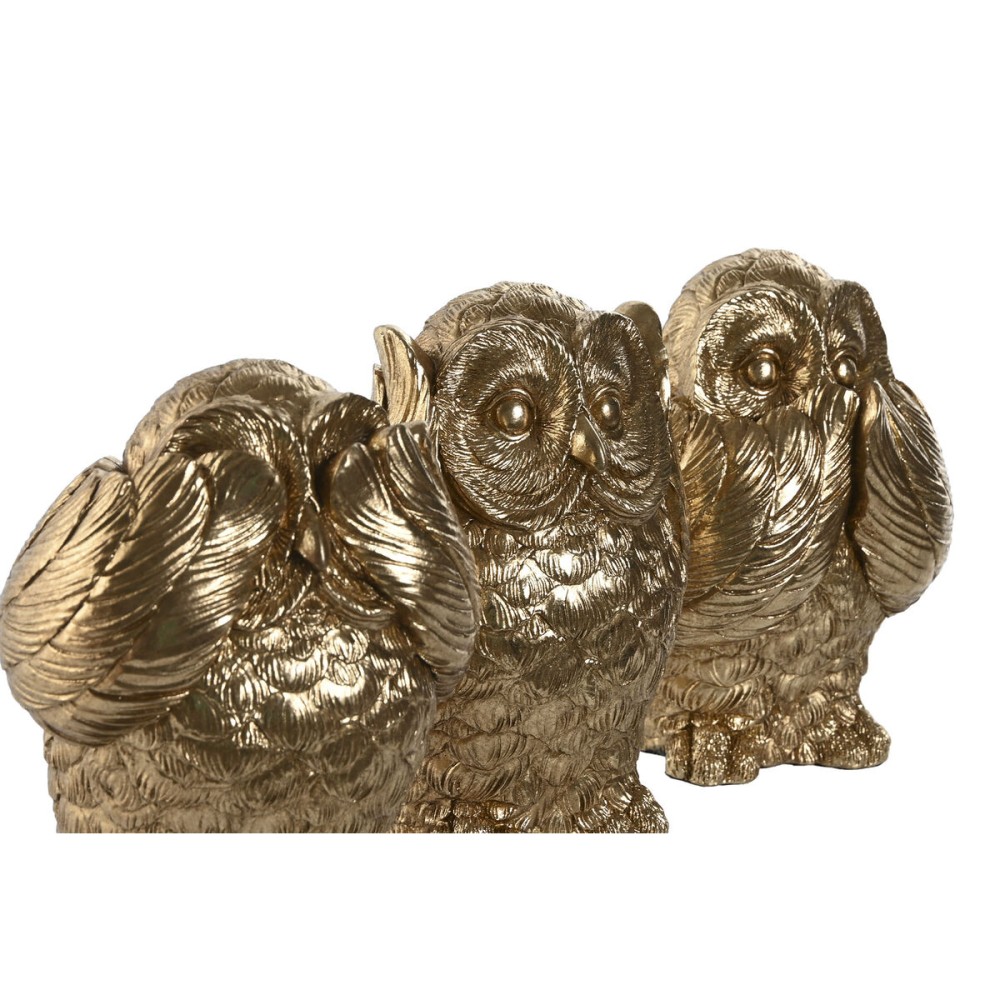 Figură Decorativă Home ESPRIT Auriu* Bufniță 11 x 11 x 15 cm (3 Unități)