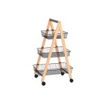 Fructieră Home ESPRIT Negru Natural Oțel Pin 48 x 32 x 79 cm