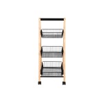 Fructieră Home ESPRIT Negru Natural Oțel Pin 48 x 32 x 79 cm