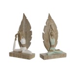 Figură Decorativă Home ESPRIT Alb Verde Scandi 15,5 x 7,5 x 26,5 cm (2 Unități)