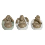Figură Decorativă Home ESPRIT Alb Verde Buda Oriental 10 x 9 x 10,5 cm (3 Unități)