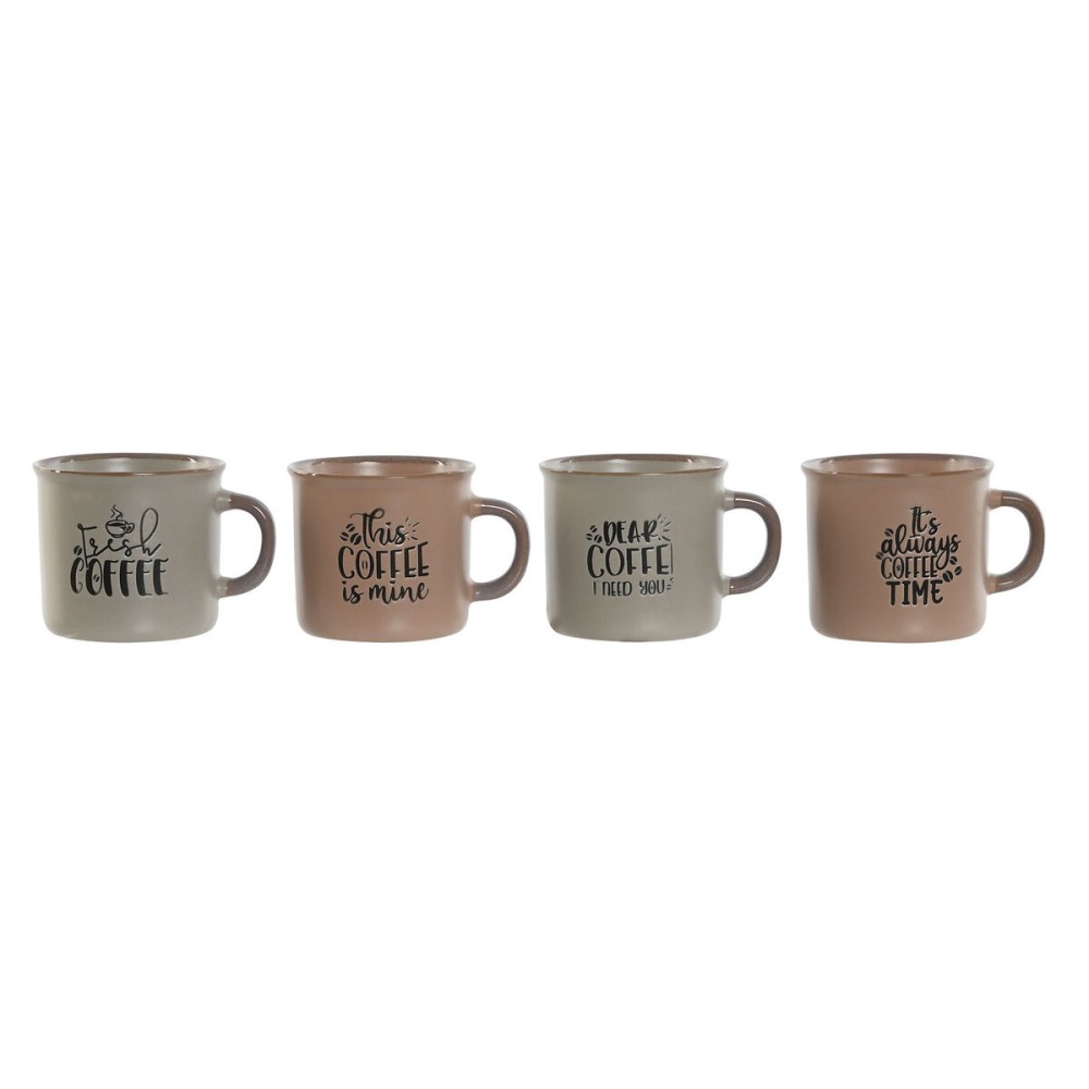 Set de Căni de Cafea Home ESPRIT Albastru Roz Gresie 180 ml