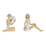 Figură Decorativă Home ESPRIT Alb Albastru celest Mediterană 8 x 8 x 12,5 cm (2 Unități)