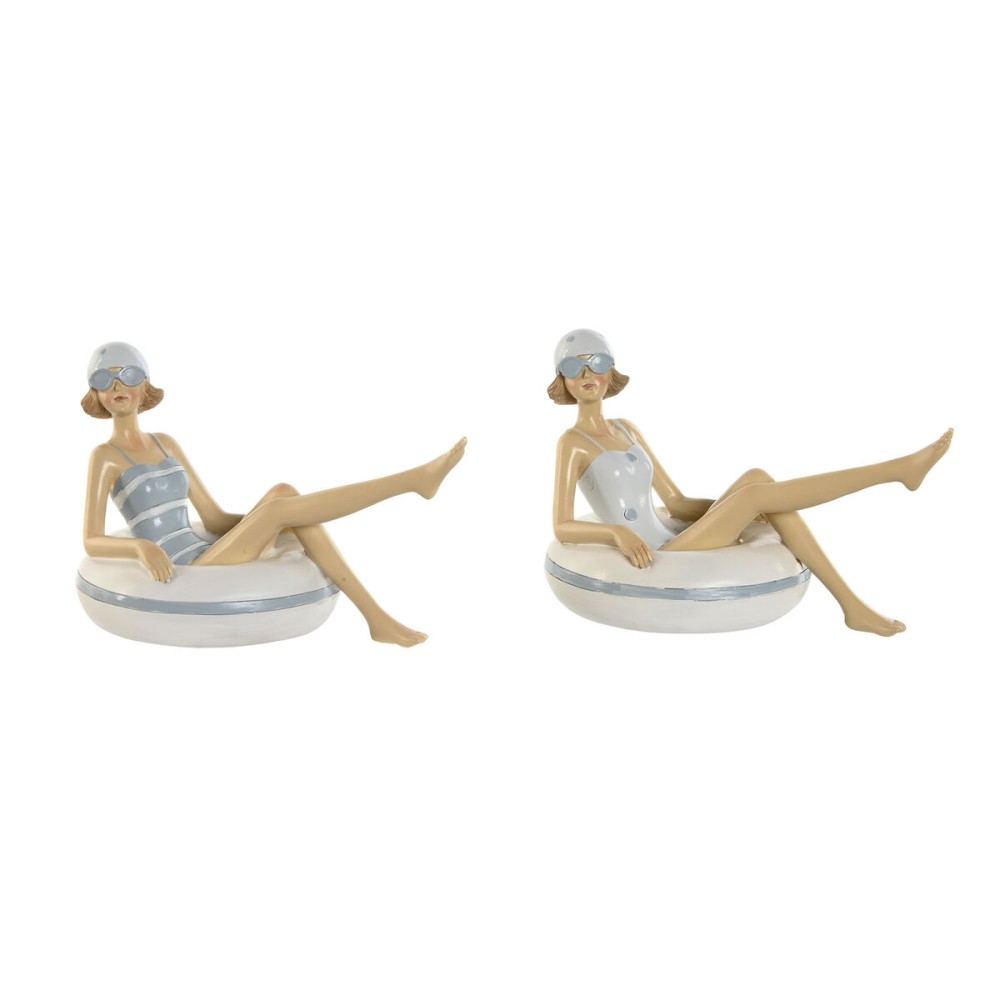 Figură Decorativă Home ESPRIT Alb Albastru celest Mediterană 17,5 x 10 x 10,5 cm (2 Unități)