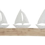 Figură Decorativă Home ESPRIT Alb Natural Bărci cu Pânze Mediterană 62 x 8,5 x 25,5 cm