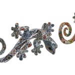 Decorațiune de Perete Home ESPRIT Multicolor Şopârlă Mediterană 10 x 4 x 22 cm (2 Unități)