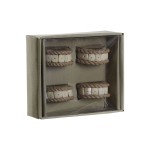 Inel pentru șervețele DKD Home Decor Natural Iută Rășină Aluminiu 6 x 3 x 6 cm 4 Piese
