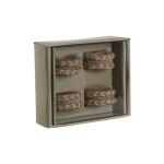 Inel pentru șervețele DKD Home Decor Natural Iută Lemn de mango 6 x 3 x 6 cm 4 Piese