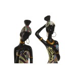 Figură Decorativă Home ESPRIT Multicolor Africană 9 x 7 x 16,5 cm (2 Unități)