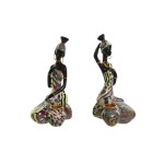 Figură Decorativă Home ESPRIT Multicolor Africană 9 x 7 x 16,5 cm (2 Unități)