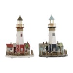 Decorare ușoară Home ESPRIT Lemn Aluminiu Far 20 x 20 x 30,5 cm (2 Unități)