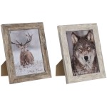 Ramă Foto Home ESPRIT Alb Natural Geam polistiren Scandinav 19,5 x 2 x 24,5 cm (2 Unități)