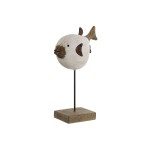 Figură Decorativă Home ESPRIT Alb Natural Pește 17 x 8 x 27,3 cm