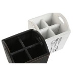 Coș de tacâmuri Home ESPRIT Alb Negru Lemn de brad 15 x 15 x 18 cm