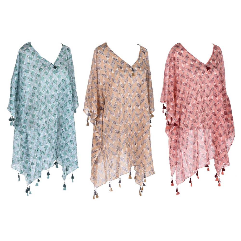 Pareo Home ESPRIT Maro Turquoise Coral (3 Unități)