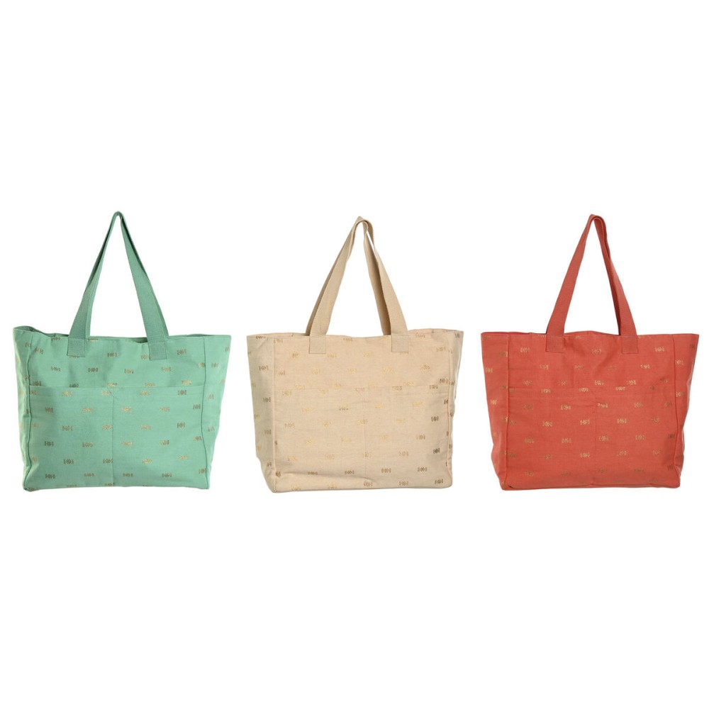 Geantă Damă Home ESPRIT Albastru Verde Bej Coral 55 x 14 x 35 cm (3 Unități)