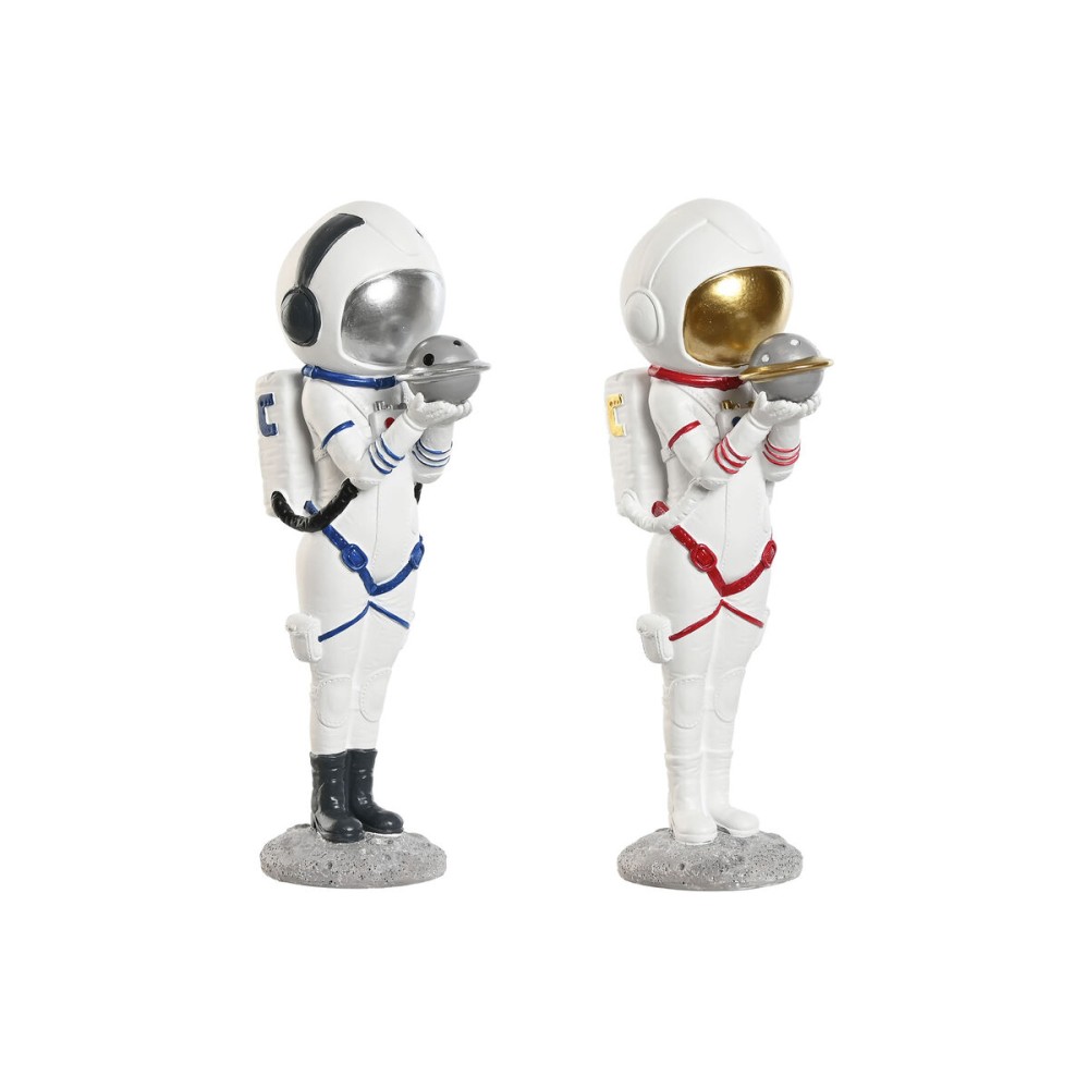 Figură Decorativă Home ESPRIT Albastru Alb Roșu Auriu* Femeie Astronaut / Astronaută 11 x 7 x 25 cm (2 Unități)