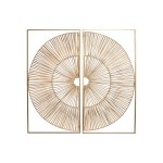 Decorațiune de Perete Home ESPRIT Auriu* Natural 50 x 2 x 100 cm (2 Piese)