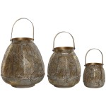 Set de Suporturi de Lumânări Home ESPRIT Auriu* Metal 25 x 25 x 28 cm (3 Unități)