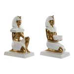 Figură Decorativă Home ESPRIT Alb Auriu* Rășină Oriental Egiptean 12,5 x 17 x 25 cm (2 Unități)