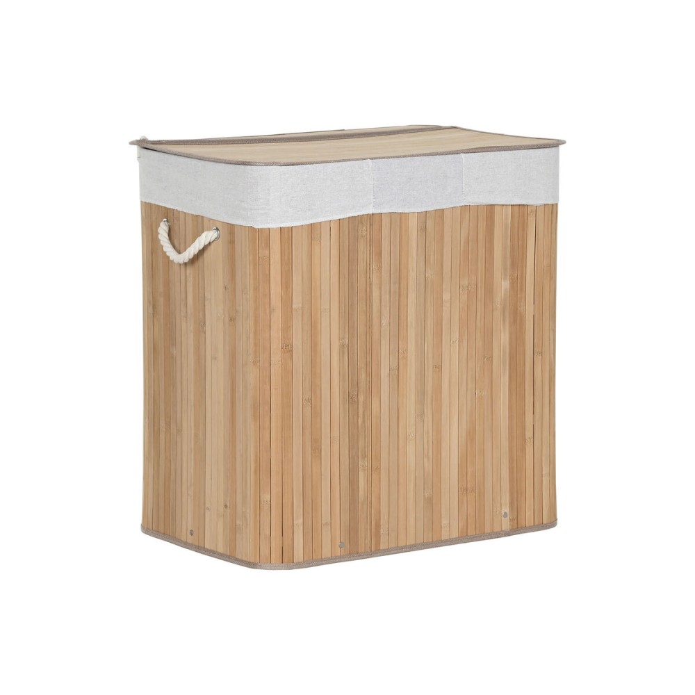 Coș pentru rufe murdare Home ESPRIT Alb Natural Bambus 140 L 60 x 40 x 60 cm