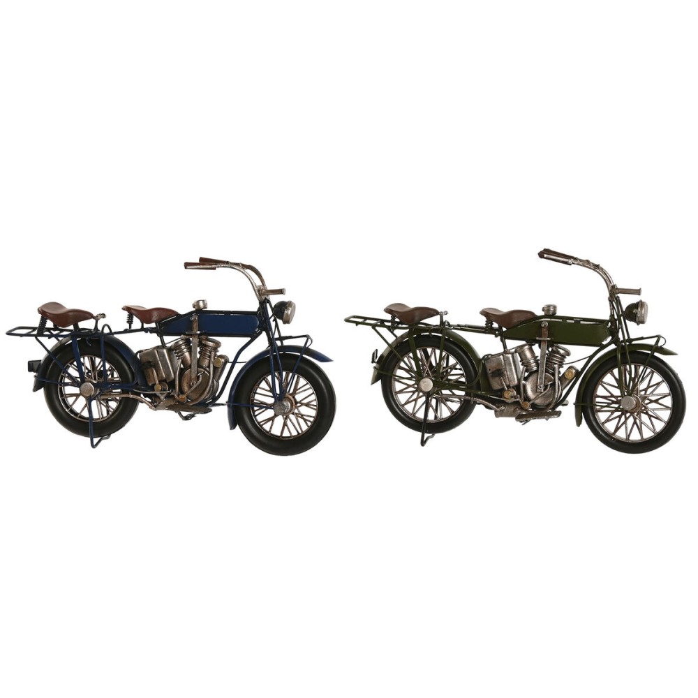 Figură Decorativă Home ESPRIT Albastru Verde Motocicletă Vintage 31 x 8 x 16 cm (2 Unități)