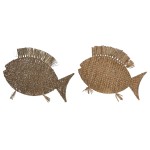 Figură Decorativă Home ESPRIT Natural Pește Mediterană 63 x 5 x 50 cm (2 Unități)