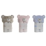 Pătură Home ESPRIT Albastru Bej Roz 100 x 75 x 20 cm (3 Unități)