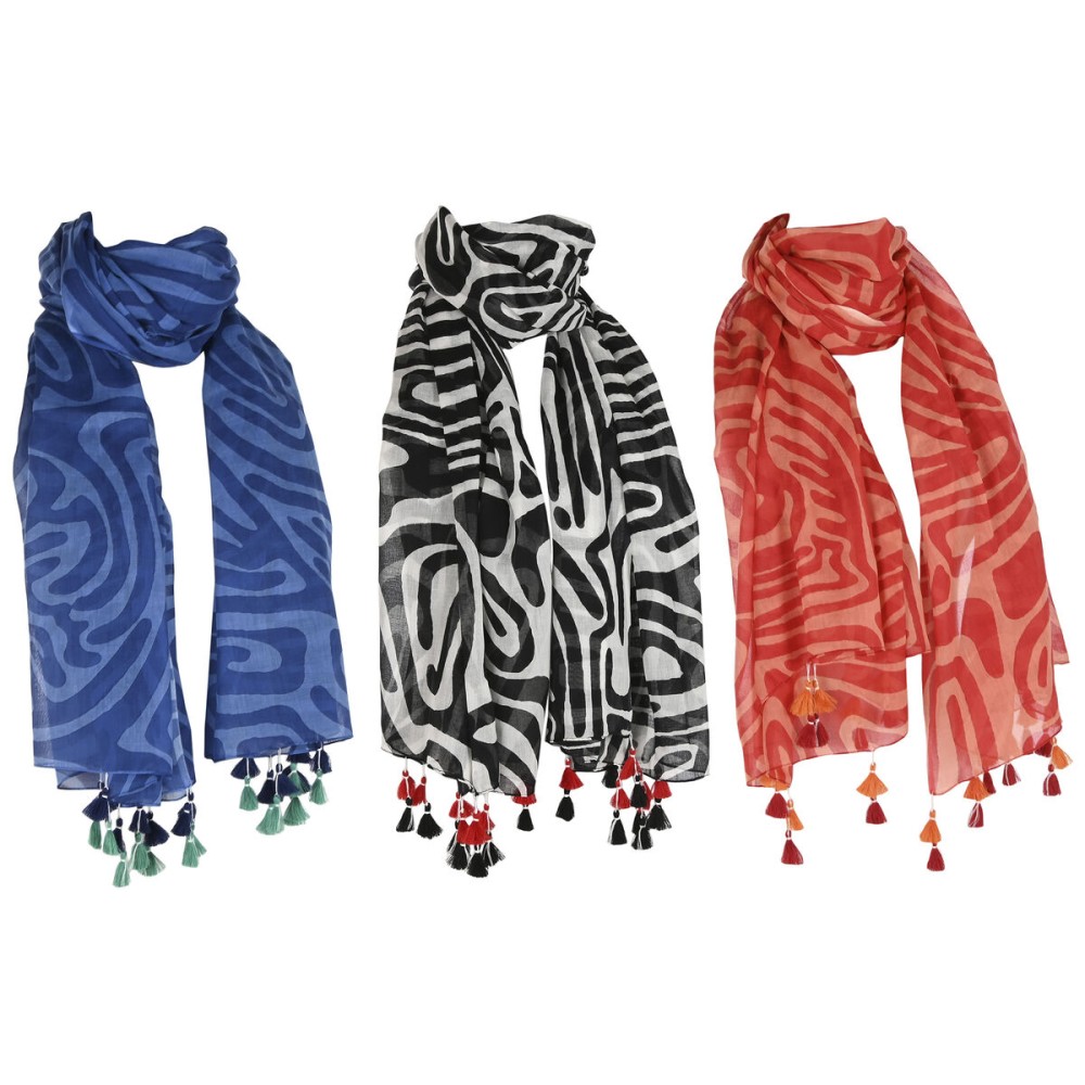 Eșarfă Home ESPRIT Bej Multicolor Coral (3 Unități)