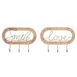 Cuier de perete Home ESPRIT Auriu* Natural Metal Ratan 40 x 6,4 x 28,6 cm (2 Unități)