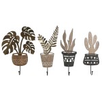 Cuier de perete Home ESPRIT Natural Metal Lemn MDF 16 x 4 x 30 cm (4 Unități)