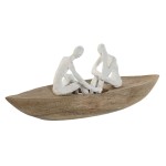 Figură Decorativă Home ESPRIT Alb Natural Barcă Mediterană 42 x 14 x 16 cm