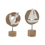 Figură Decorativă Home ESPRIT Alb Natural Ancoră Barcă Mediterană 19 x 10 x 38 cm (2 Unități)