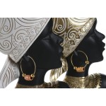 Figură Decorativă Home ESPRIT Alb Negru Auriu* Africană 22 x 11 x 37 cm (2 Unități)