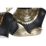 Figură Decorativă Home ESPRIT Alb Negru Auriu* Africană 22 x 11 x 37 cm (2 Unități)