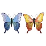 Decorațiune de Perete Home ESPRIT Galben Albastru Verde Liliachiu Fluture Shabby Chic 46 x 1,5 x 46 cm (4 Unități)