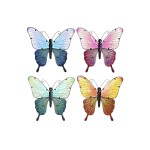 Decorațiune de Perete Home ESPRIT Galben Albastru Verde Liliachiu Fluture Shabby Chic 46 x 1,5 x 46 cm (4 Unități)
