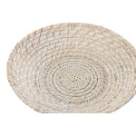 Decorațiune pentru Centrul Mesei Home ESPRIT Alb Natural Bambus Ratan 35 x 35 x 8 cm (2 Piese)