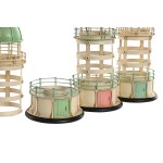 Figură Decorativă Home ESPRIT Albastru Verde Roz 13 x 13 x 27,5 cm (3 Unități)