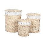 Coș pentru rufe murdare Home ESPRIT Natural răchită Shabby Chic 45 x 45 x 55 cm 3 Piese