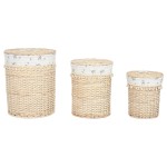 Coș pentru rufe murdare Home ESPRIT Natural răchită Shabby Chic 45 x 45 x 55 cm 3 Piese