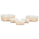 Coș pentru rufe murdare Home ESPRIT Natural răchită Shabby Chic 48 x 38 x 22 cm 5 Piese