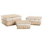 Coș pentru rufe murdare Home ESPRIT Natural răchită Shabby Chic 42 x 33 x 20 cm 3 Piese