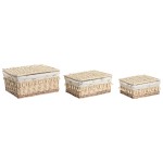 Coș pentru rufe murdare Home ESPRIT Natural răchită Shabby Chic 42 x 33 x 20 cm 3 Piese